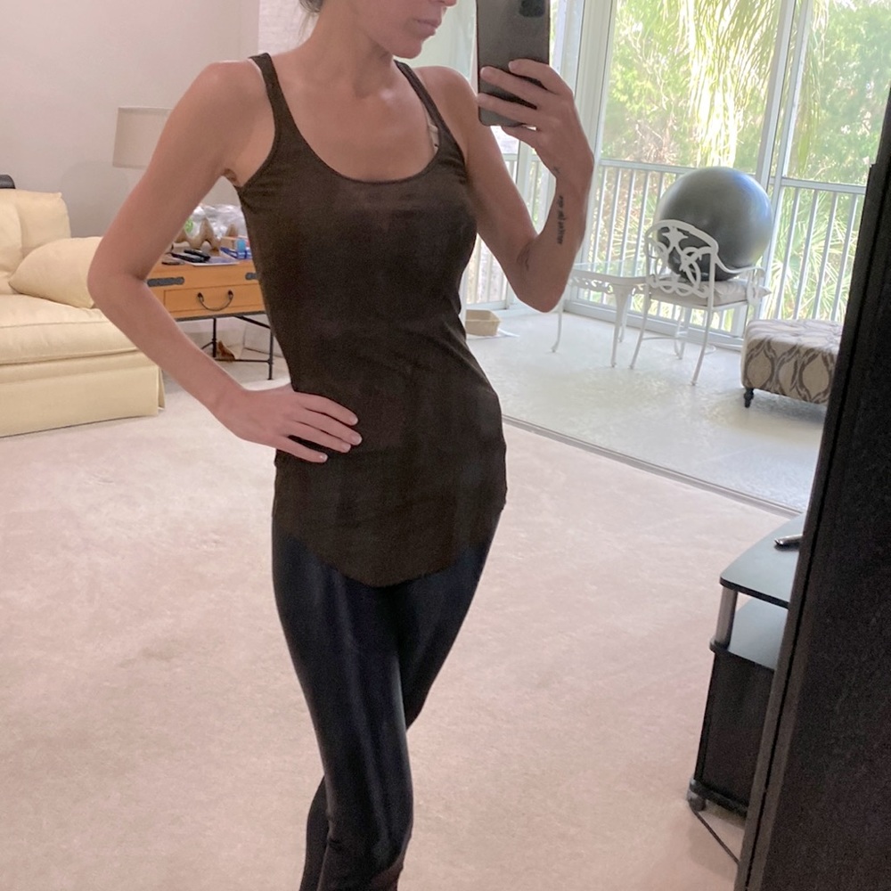 Enza Costa brown high low hem tank